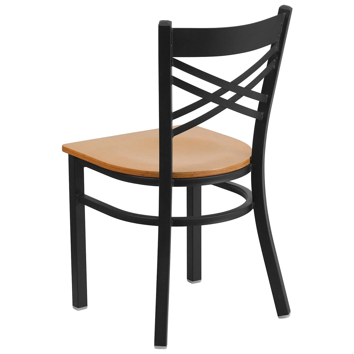 2 Pack Black Metal Restaurant Chair with Wood Seat Y3139