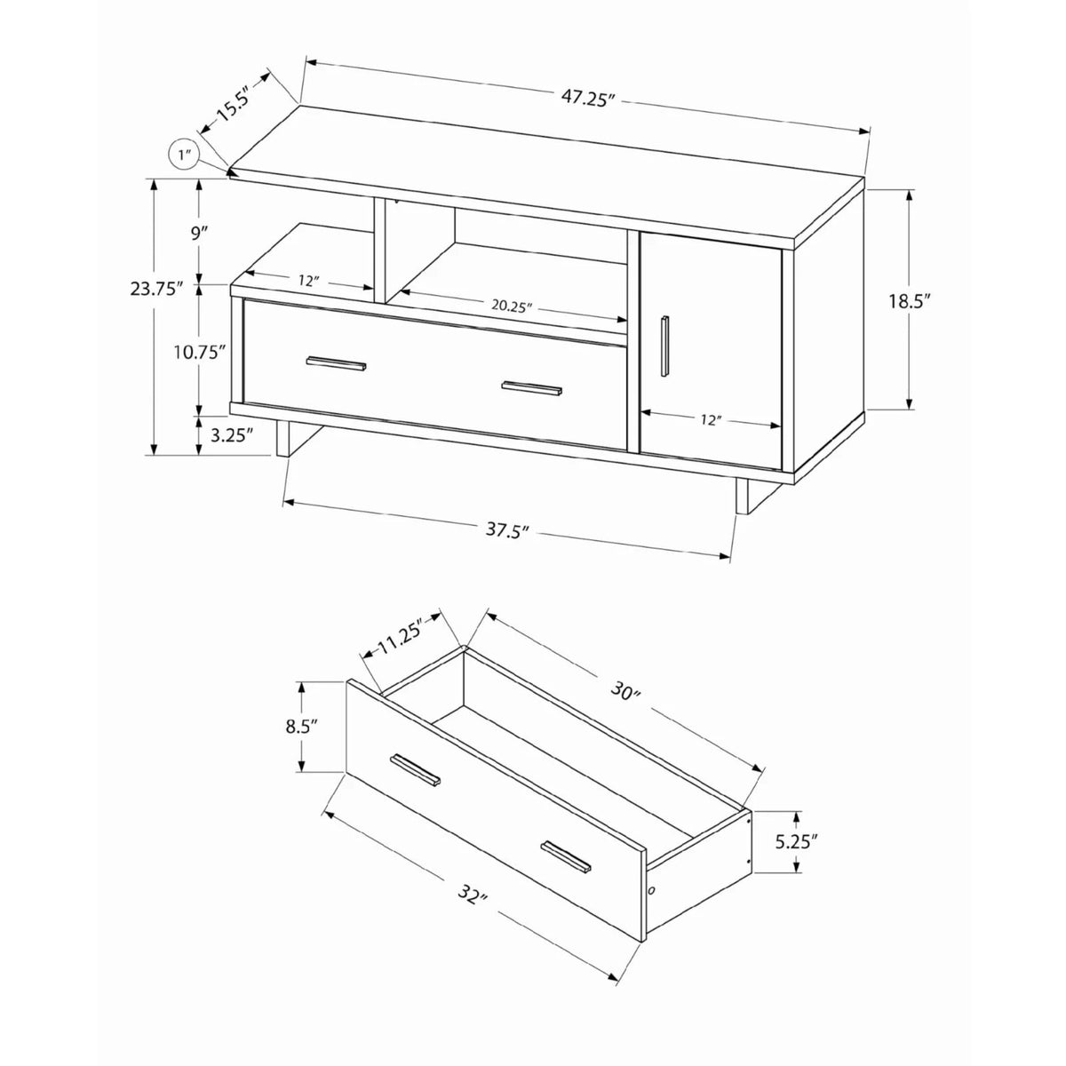 48 Inch Brown Laminate Tv Stand T252320