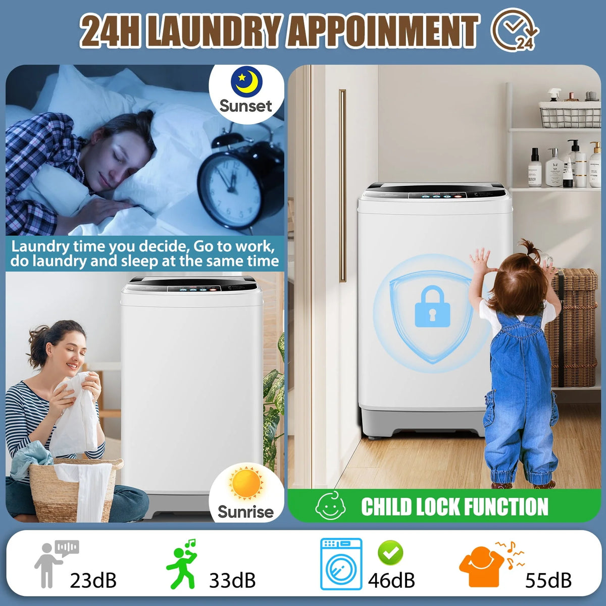 2.4 Cu.ft Portable Washing Machine with Glass Top-Load & Drain Pump A85317