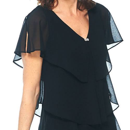 Black 10 Tiered Rhinestone Capelet Dress N621388