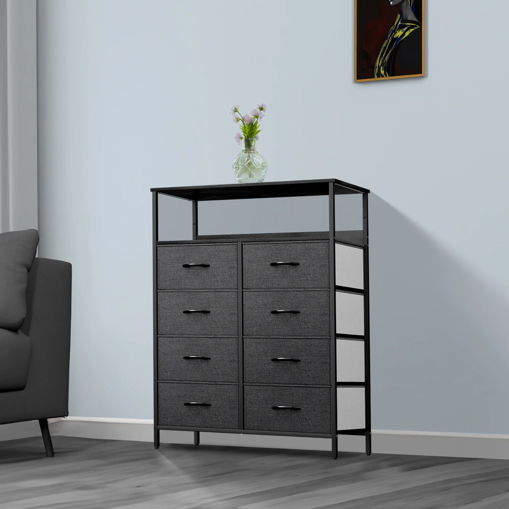 8 Drawer Fabric Dresser with Shelves B63886