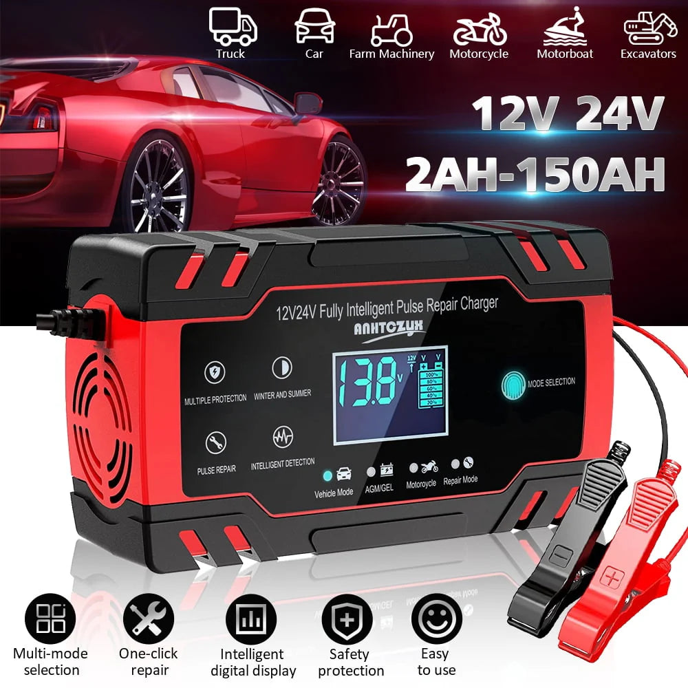 12V/8A 24V/4A Automatic Smart Battery Charger/Maintainer with LCD Display H622