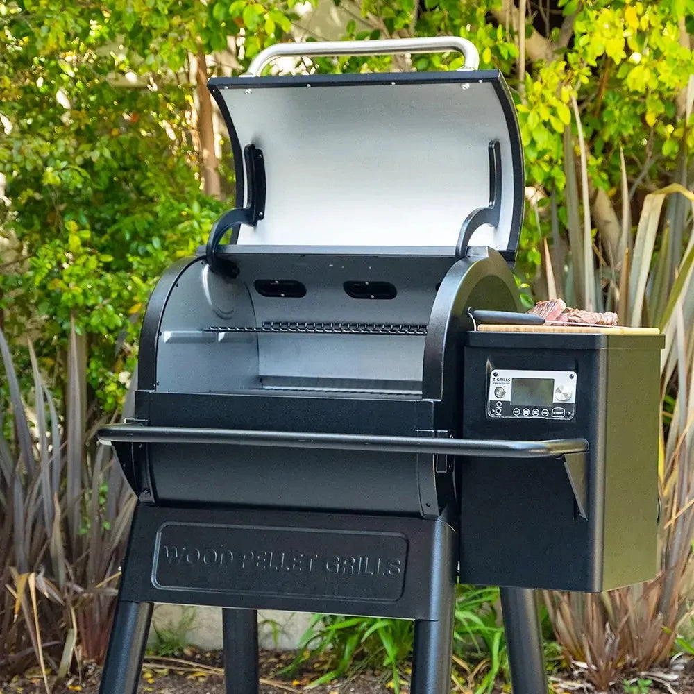 Pellet Grill & Smoker with Foldable Front Shelf, Ash Cleanout System, Rain Cover, 1056 sq.in Cooking Area B5257