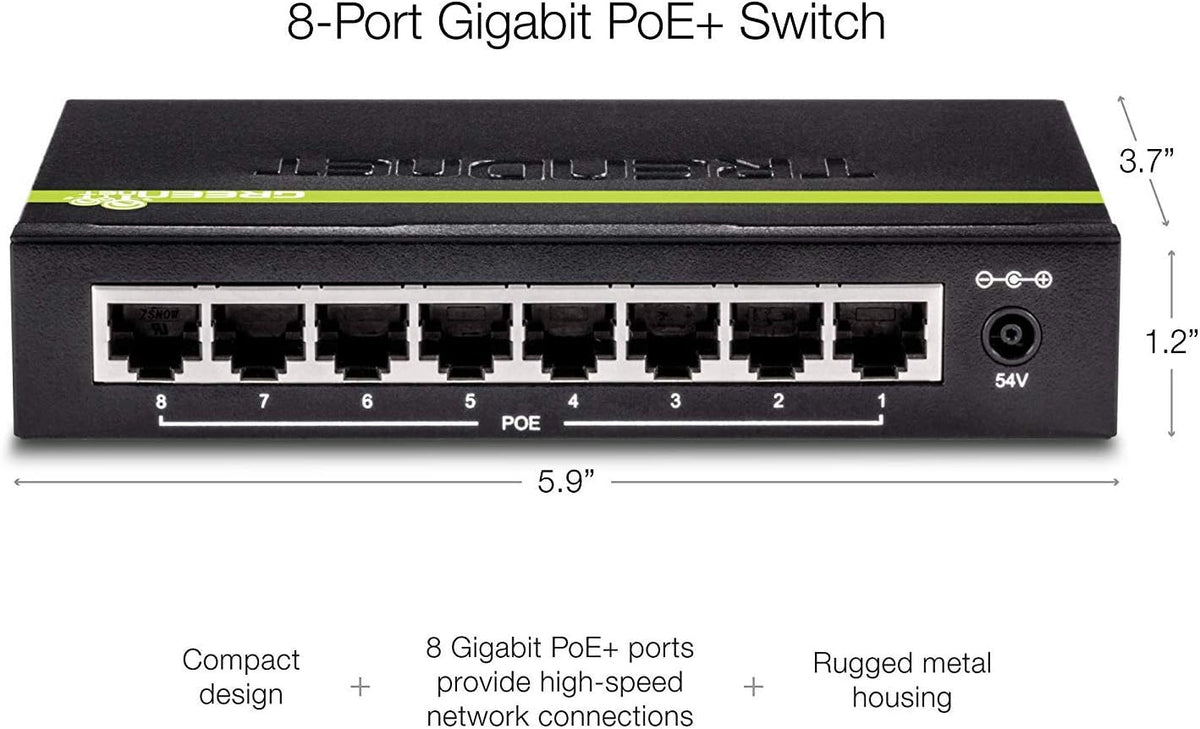 8-Port Gigabit PoE+ Switch, Black B657387
