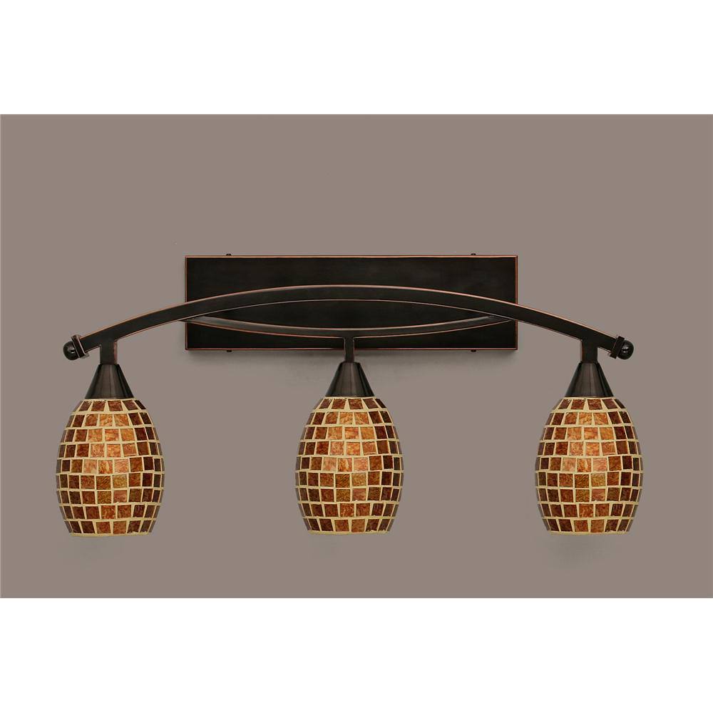 Three Light Bath Bar with Copper Mosaic Glass U893921