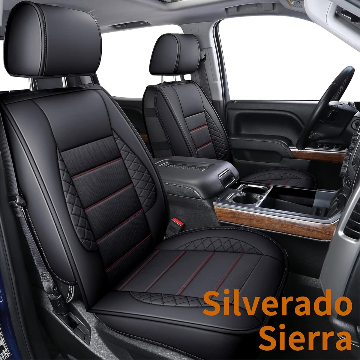 Brown Faux Leather Seat Covers with Center Console Cover V693