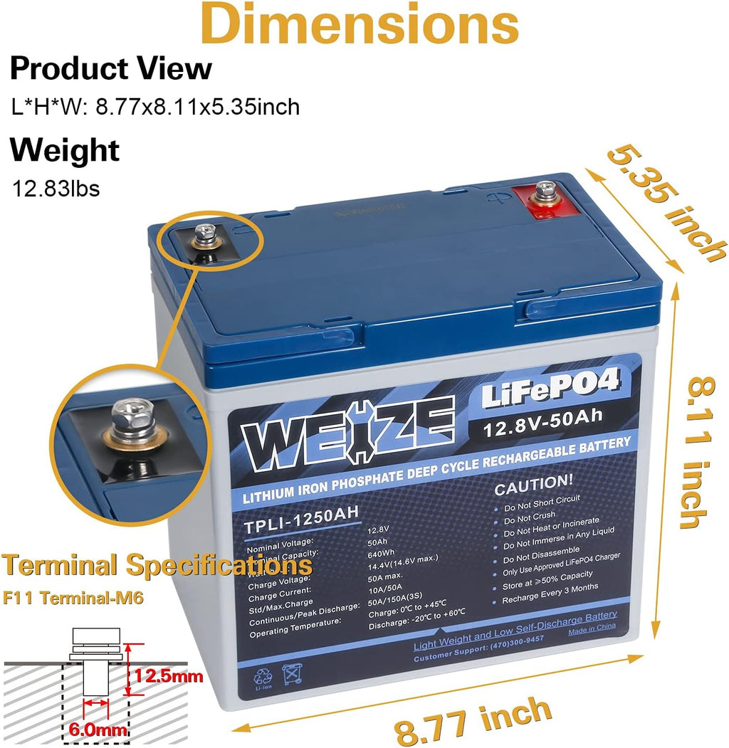 12V 50Ah LiFePO4 Lithium Battery with Smart BMS E461996