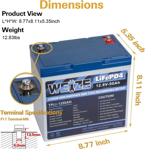 12V 50Ah LiFePO4 Lithium Battery with Smart BMS E461996