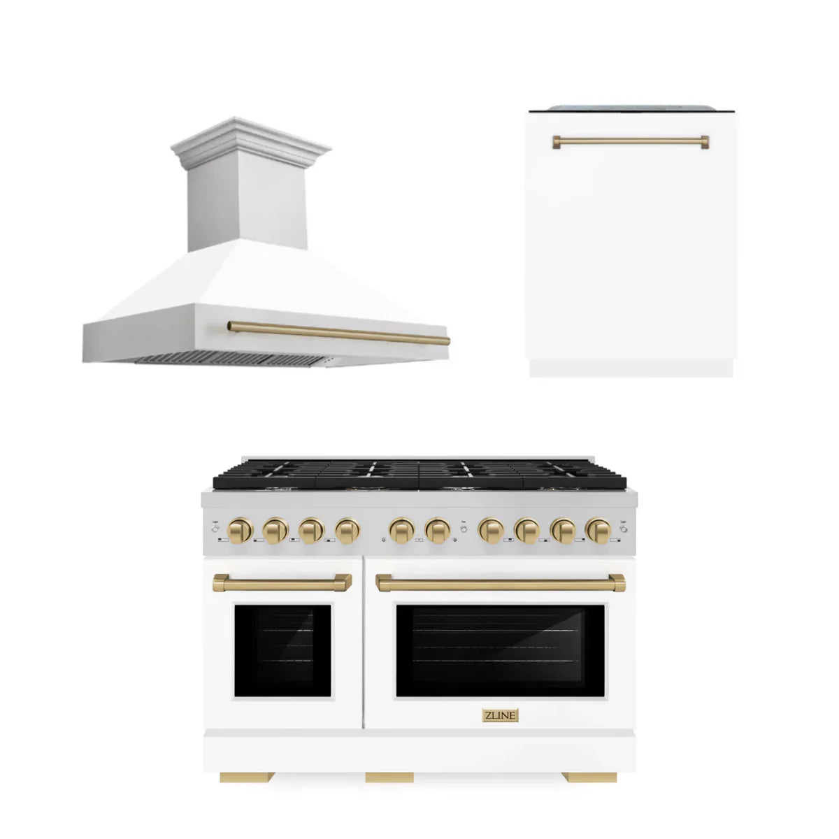 48 In. Gas Range, Range Hood, and Dishwasher I252
