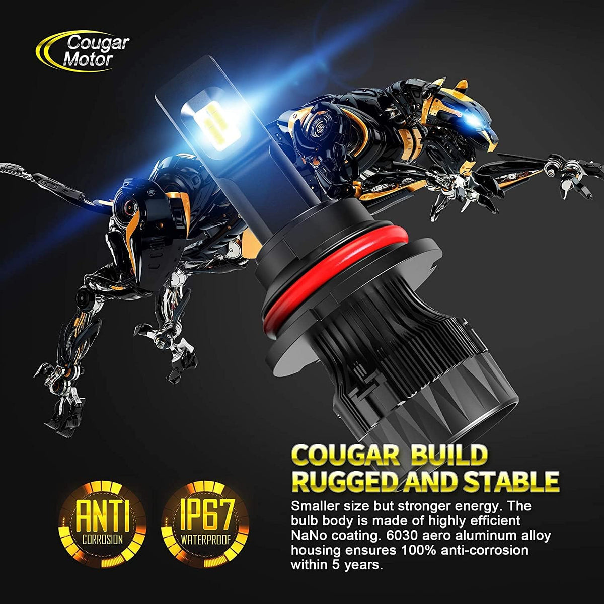 9007 HB5 LED Bulb Cool White 12000LM 6500K Halogen Replacement Pack of 2 V935