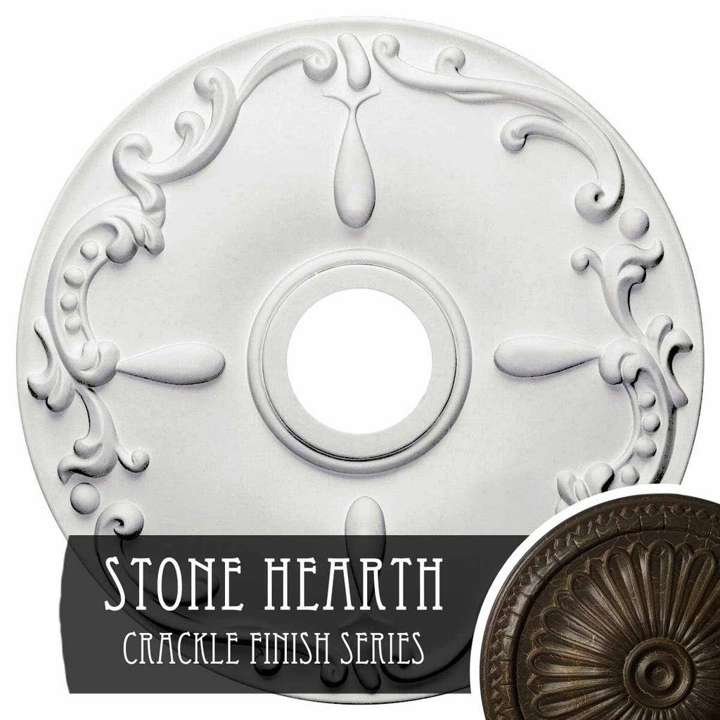 18 inchod x 3 1/2 inchid x 1 1/4 inchp Hand-Painted Stone Hearth Crackle Ceiling Medallion S9789