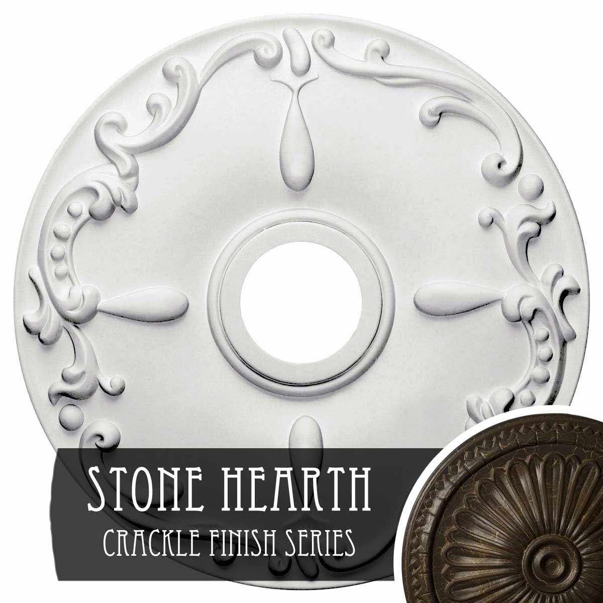 18 inchod x 3 1/2 inchid x 1 1/4 inchp Hand-Painted Stone Hearth Crackle Ceiling Medallion S9789