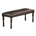 Brown Faux Leather Dining Bench with Turned Legs J694