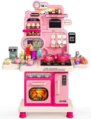 Kids Kitchen Playset with Sound & Light, Play Sink and Play Food J47062