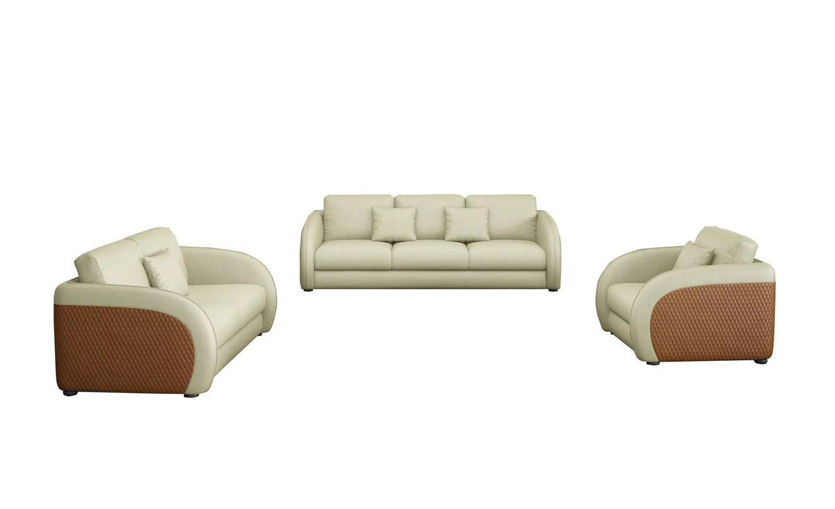 Beige Cognac Italian Leather Arm Chair K175457
