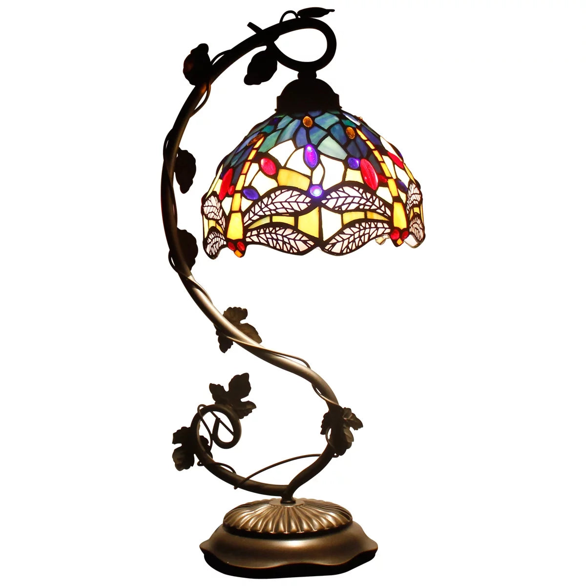 Stained Glass Desk Lamp Blue Yellow 21" Tall M336895