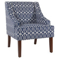Cream and Blue Geometric Accent Armchair G66378