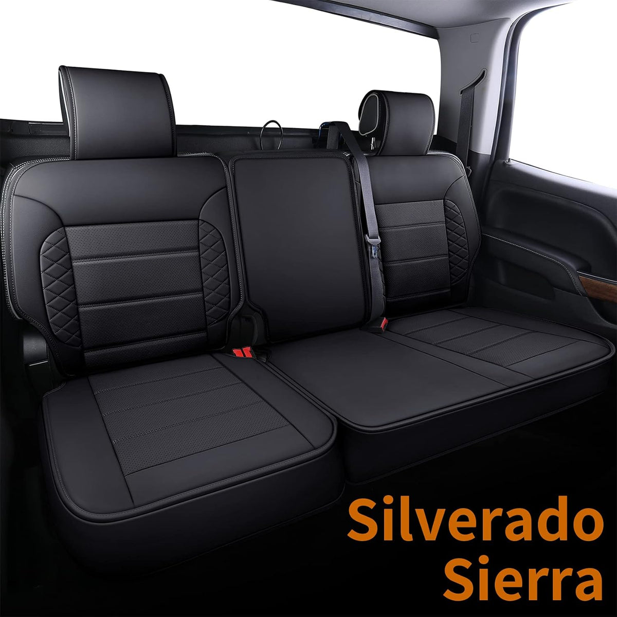 Brown Faux Leather Seat Covers with Center Console Cover V693