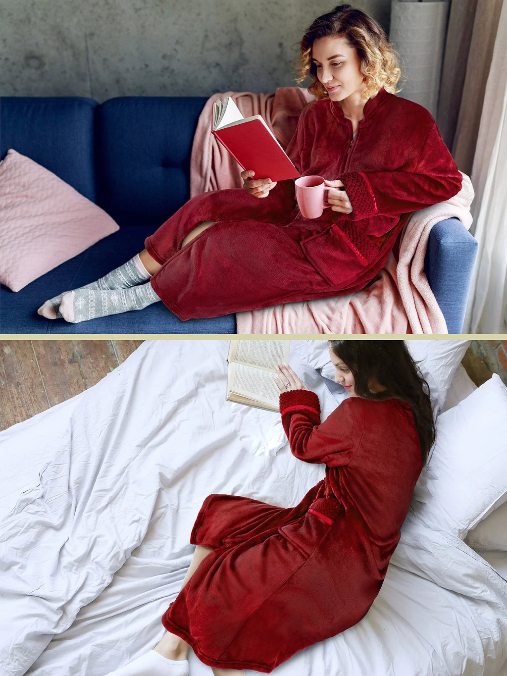 Fleece Zip Up Front Robe F5743