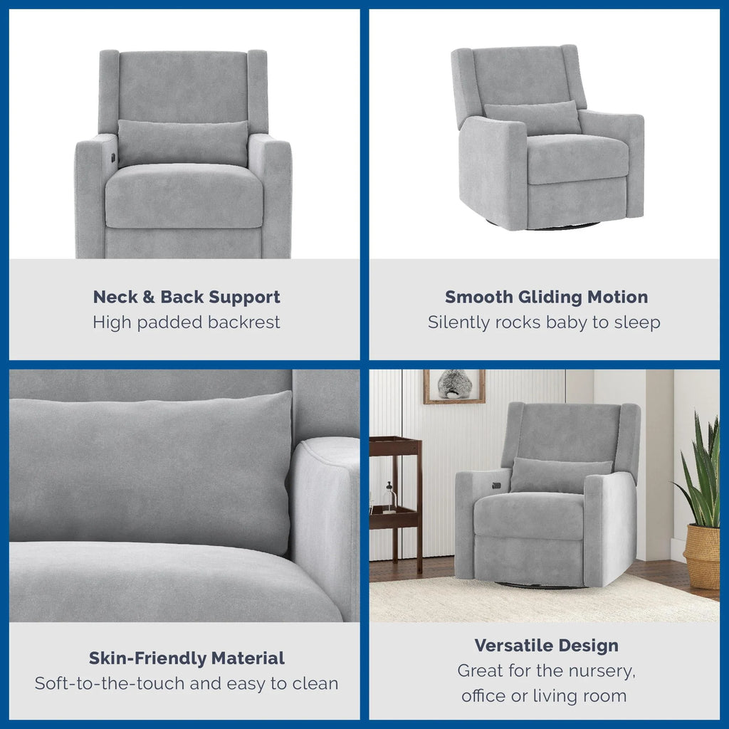 Gray Velvet Swivel Glider Recliner N937