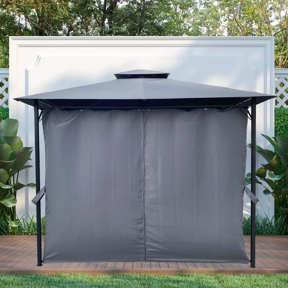 10 x 10 ft Steel Patio Gazebo with Curtain C252237