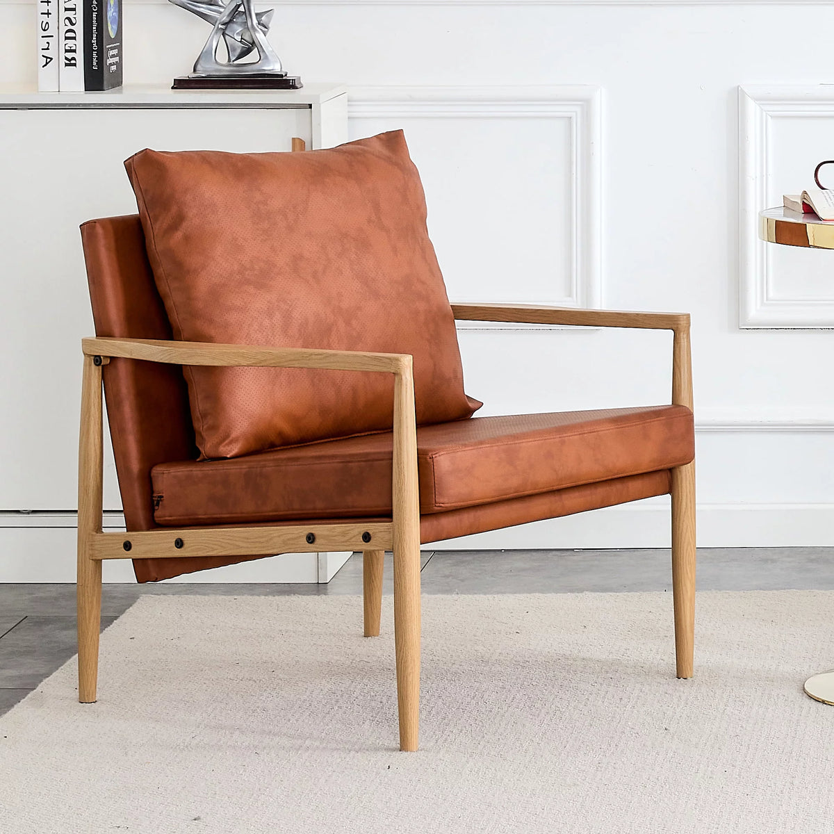 PU Leather Accent Arm Chair with Metal Frame U8905